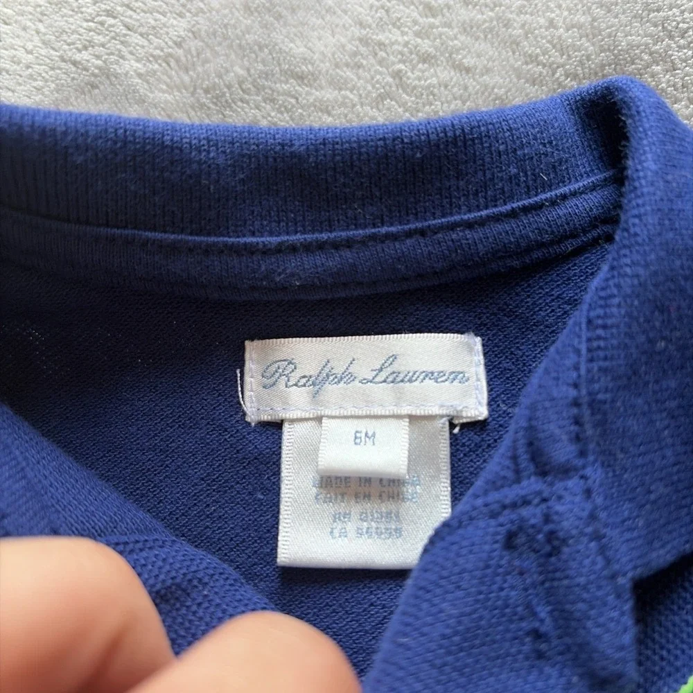Polo Ralph Lauren Romper Boys Preppy Pony Blue Yellow 6M Months - NWT